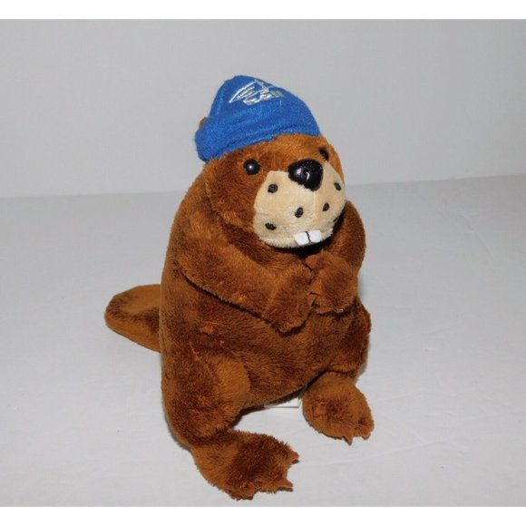 Bell Canada Mobility 6" Plush Beaver wearing Blue hat Mascot Retired stuffed - Picture 2 of 6